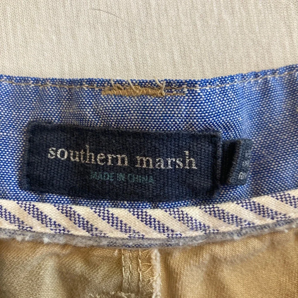 Southern Marsh Mens 32 Khaki Chino Shorts Tan Cotton Flat Front Casual 8